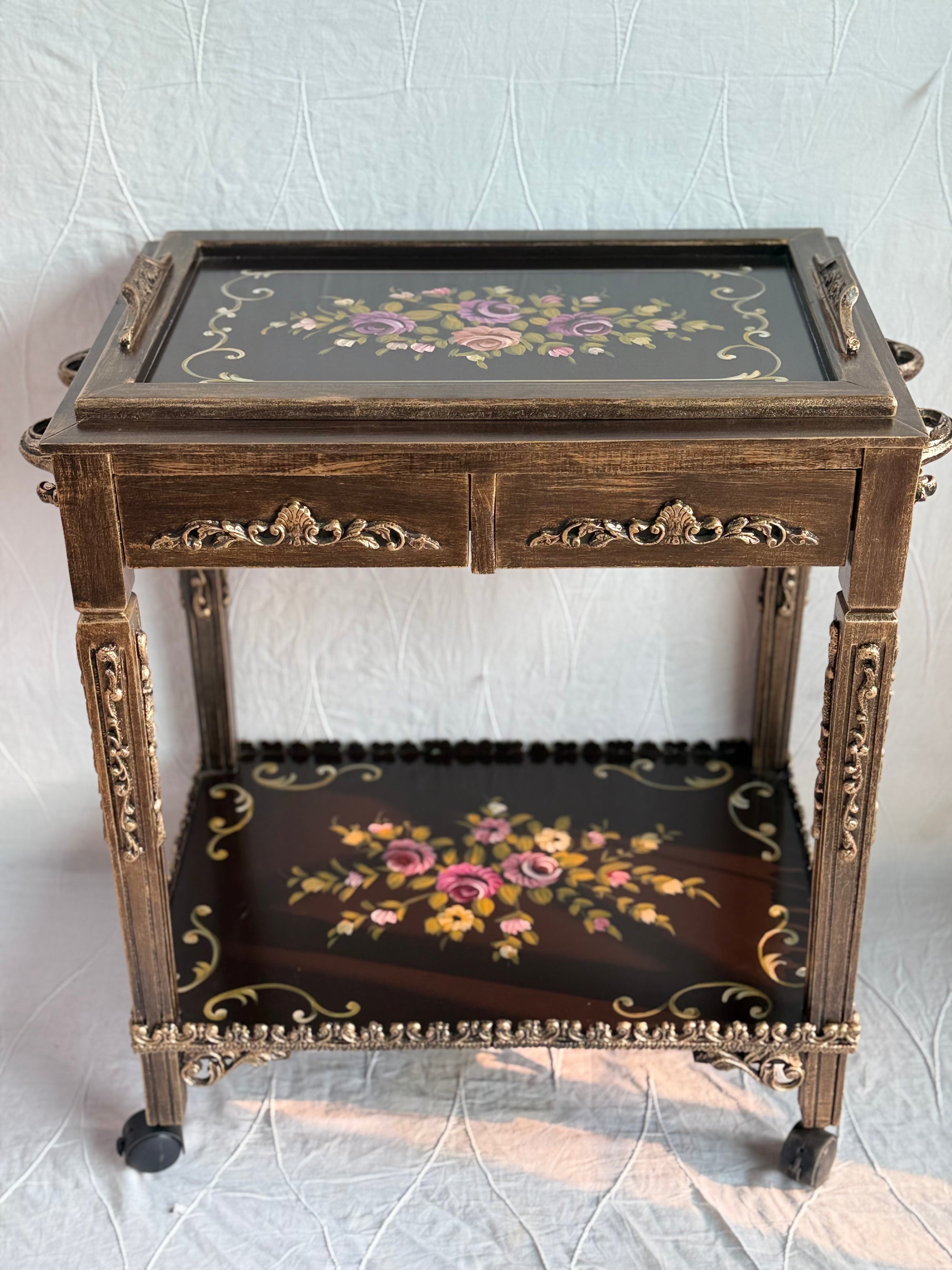 Hand painted tea trolly