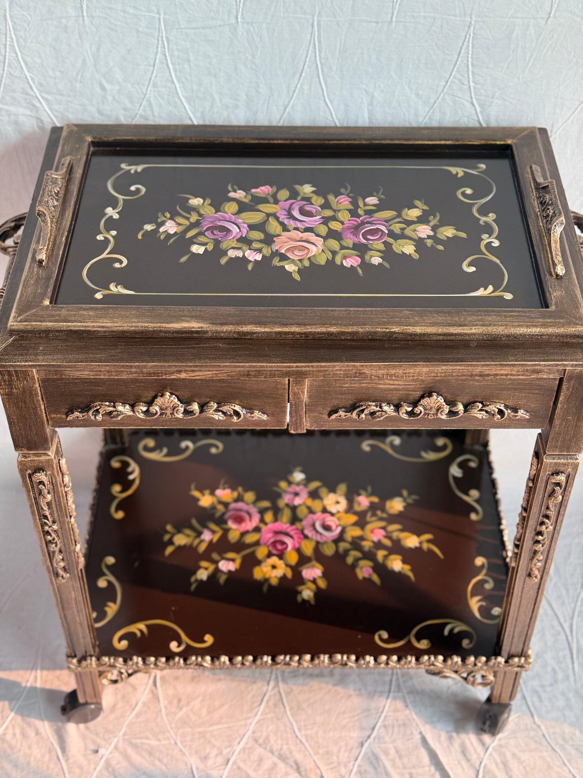 Hand painted tea trolly